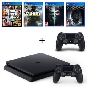 PS4 Slim + 2 manettes + 4 jeux (COD infinite Warfare + GTA V + Dishonored 1 et 2)