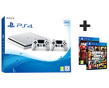ps4-slim-blanche-2-manettes-nba-2k17-et-gta-v