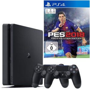 PS4 Slim 500 Go + 2 manettes + PES 2018