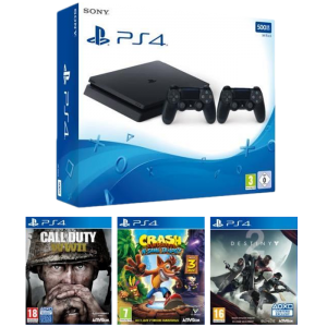 bon plan ps4 slim 500 Go 2 manettes cod ww2 destiny 2 crash bandicoot