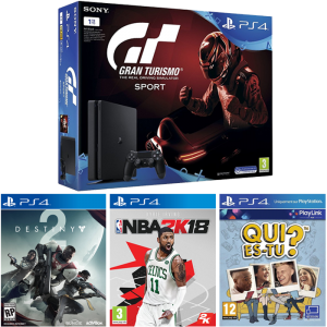 pack ps4 slim 1 To gran turismo sport destiny 2 nba 2k18 qui es tu