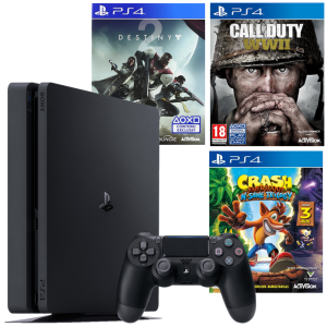 pack ps4 slim 3 jeux cod ww2 crash bandicoot n sane trilogy destiny 2