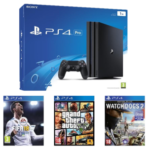 ps4 pro 3 jeux fifa 18 gta 5 watchdogs 2