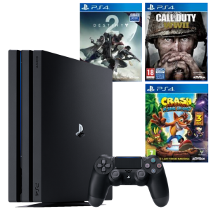 ps4 pro noire 3 jeux cdiscount crash bandicoot cod ww2 destiny 2