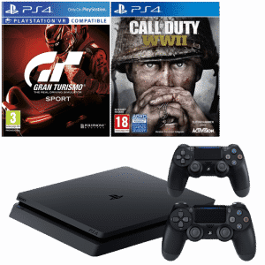 PS4 Slim 1 To + 2 manettes + COD WW2 + Gran Turismo Sport