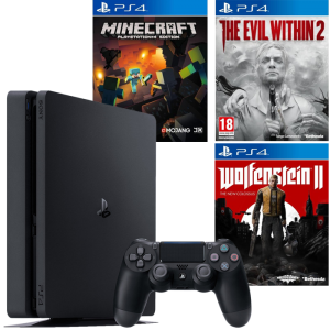 pack ps4 slim Minecraft + Wolfenstein 2 + The Evil Within 2