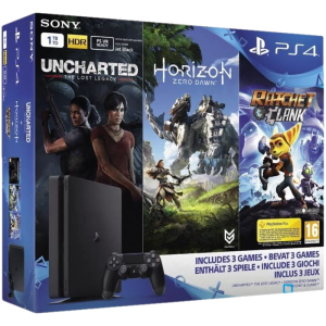 PS4 Slim 1 To + 3 jeux (HZD, Uncharted TLL, Ratchet & Clank)