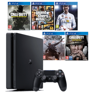 Console Playstation 4 Slim 500Go + FIFA 18 + GTA 5 + COD WW2 + HOMEFRONT + COD INFINITE WARFARE