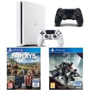 PS4 Slim Blanche 500 Go + 2 Manettes + Far Cry 5 + Destiny 2