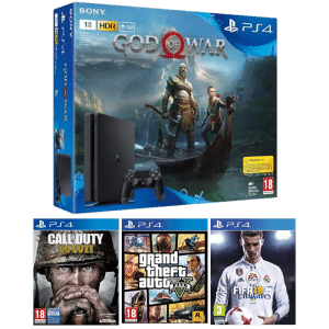 Pack Console Playstation 4 1To God of War + FIFA 18 + COD WW 2 + GTA 5
