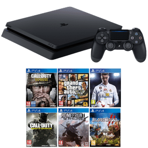 Playstation 4 Slim 500Go + FIFA 18 + GTA 5 + COD WW2 + HOMEFRONT + COD INFINITE