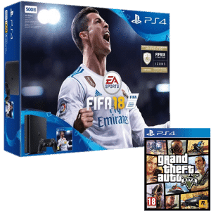 PS4 SLIM 500 GO + FIFA 18 + GTA 5