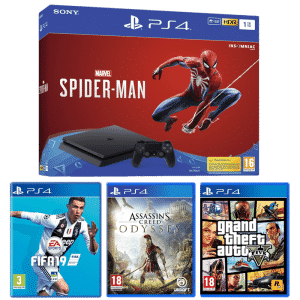 pack pS4 slim spiderman assassin's creed odyssey gta 5 fifa 19