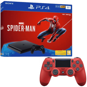 bundle-ps4-slim-spiderman-1-To-2-manettes rouge