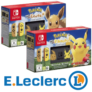 nintendo switch evoli pikachu leclerc