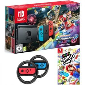 Pack Nintendo Swith Mario Kart 8 Deluxe + Super Mario Party + 2 volants v3