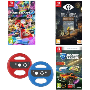 pack 3 jeux switch mario kart 8 deluxe volants rocket league little nightmares