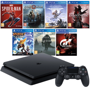 pack ps4 slim 7 jeux ps4 slim + god of war horizon complete colossus bloodborne v2