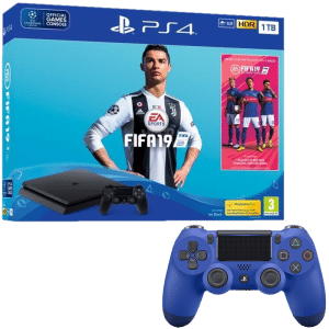 ps4 slim 2 manettes fifa 19 bleu