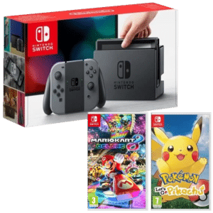 Pack Nintendo Switch Neon + Mario Kart 8 Deluxe + Pokemon Let's Go (Pikachu ou Evoli)