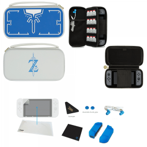 pack sacoche ecouteurs, chiffon doux, protection d ecran zelda breath of the wild