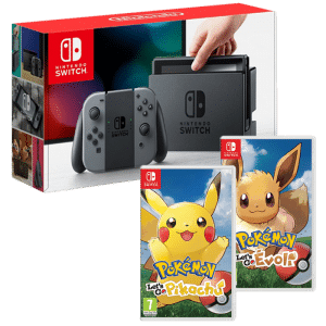 Pack Nintendo Switch Grise + Pokemon let's Go Pikachu ou Evoli (membres CDAV)