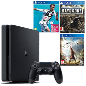 ps4 slim days gone assassin's creed odyssey fifa 19