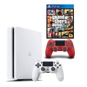 ps4 slim blanche deux manettes gta rouge
