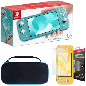 nintendo switch lite turquoise pochette de transport protege ecran