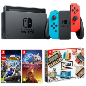 Pack Switch 3 jeux Roi Lion Aladdin Nintendo Labo et Lego Marvel Super Heroes