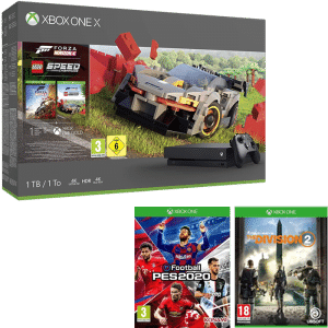 Xbox One X 3 Jeux Forza Horizon 4 DLC Lego PES 2020 The Division 2