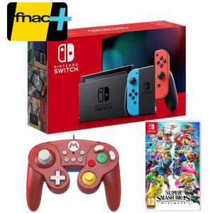 nouelle switch neon smash bros ultimate manette gamecube mario carte fnac plus