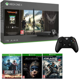 pack xbox one x the division 2 hellblade senua's sarifice gers of war 4 resident evil 2 remake 2 manettes