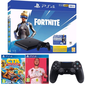 ps4 slim 500 Go fortnite crash team racing ctr 2 manettes noire fifa 20