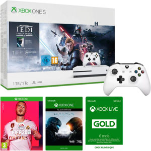 xbox one s star wars jedi fallen order 2 manettes fifa 20 halo 5 6 mois xbox live