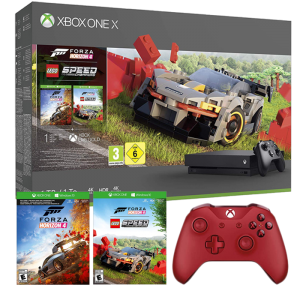 xbox-one-x-forza-horizon-lego-2-manettes-et-jeux Rouge