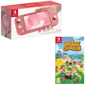switch lite corail avec animal crossing new horizons promo visuel produit
