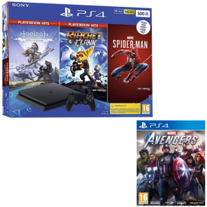 visuel produit ps4 slim 500 Go 3 jeux marvel