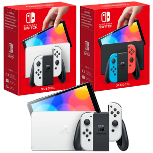 switch oled blanche et néon visuel produit