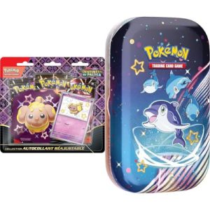 collection autocollant destinees mini boite ecarlate et violet destinees de paldea dofin 2 boosters 1 autocollant et 1 carte visuel produit