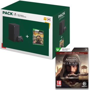 console xbox series x avec assassin's creed mirage deluxe skull and bones visuel produit